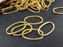 Oval Link Connector, Hammered Ring Link, Skinny Link, Gold Charm Link, Oval Charm Link, Gold Oval Link, 22k Matte Gold Plated, 6pc