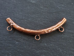 Copper Curve Tube Bead Bar Bail, Charm Bail, Beading Tube Three Loops, Antique Copper Plated, 1 pc