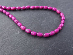 Violet Pink Wood Oval Rice Tube Beads Satin Varnished Plain Simple Round Smooth Ball Wooden Bead Spacers 8mm Choose 50pcs, 200pcs or 400pcs