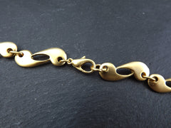 Gold Necklace Chain with Clasp, Paisley, Yin Yang, Blank chain, 22k Matte Gold Plated, 19"