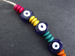 Fun Colorful Turkish Evil Eye Wall Hanging Home Garden Decoration with Evileye Traditional Artisan Beads - No:53