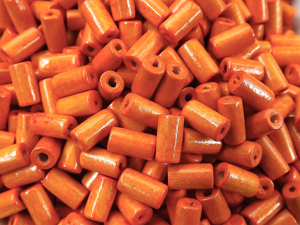 Tangerine Orange Wood Tube Beads Satin Varnished Plain Simple Round Smooth Ball Wooden Bead Spacers 8mm Choose 50pcs, 200pcs or 400pcs