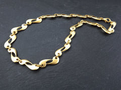 Gold Necklace Chain with Clasp, Paisley, Yin Yang, Blank chain, 22k Matte Gold Plated, 19"