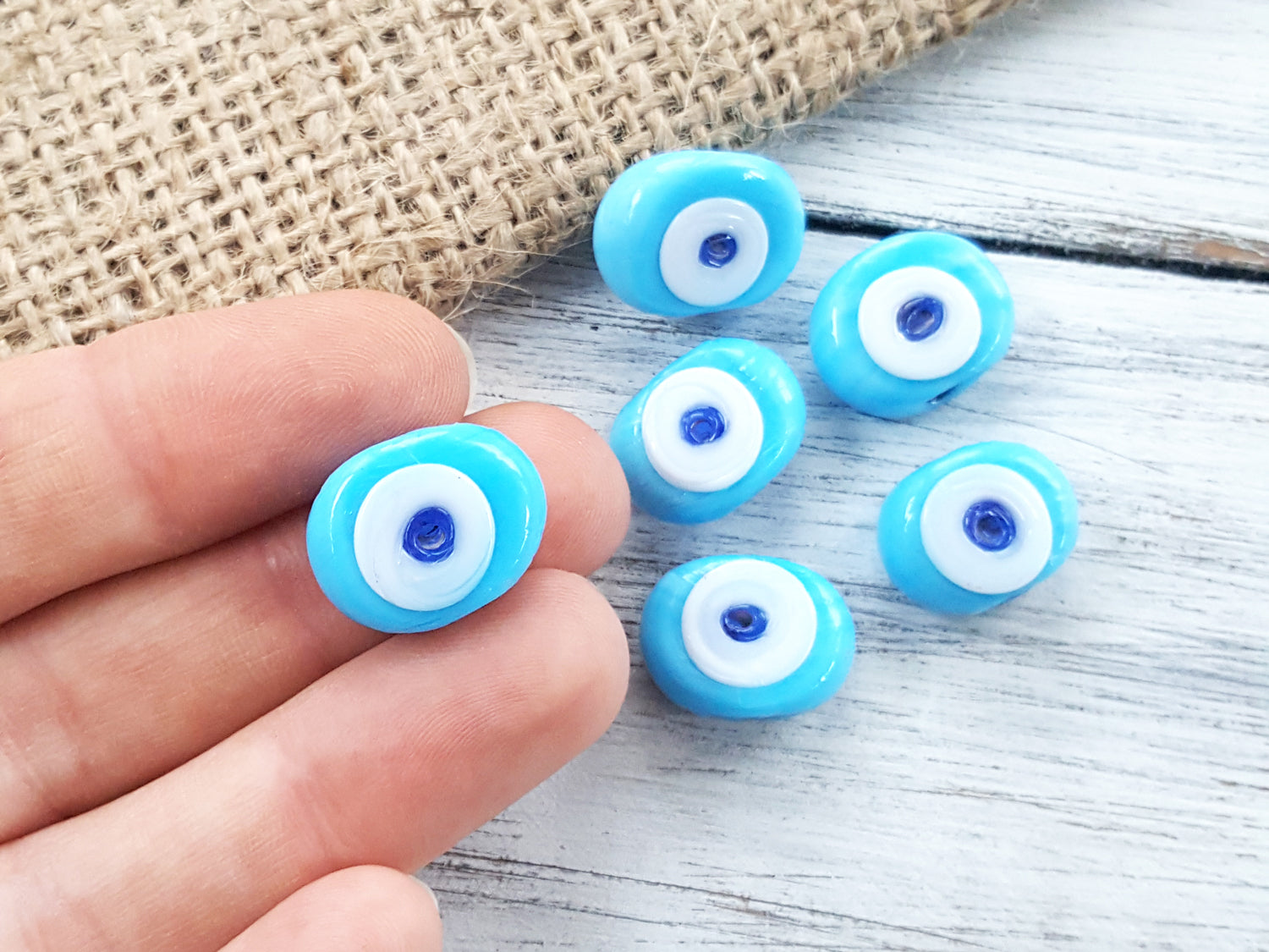Evil Eye Beads, BULK 10 to 100 beads, Glass Evil Eye Glass Cabs –  Evileyefavor