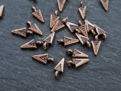 20 Mini Copper Triangle Spike Charms, Tribal Charm Pendants, Antique Copper Plated