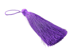Extra Large Thick Medium Purple Silk Thread Tassels - 4.4 inches - 113mm - 1 pc