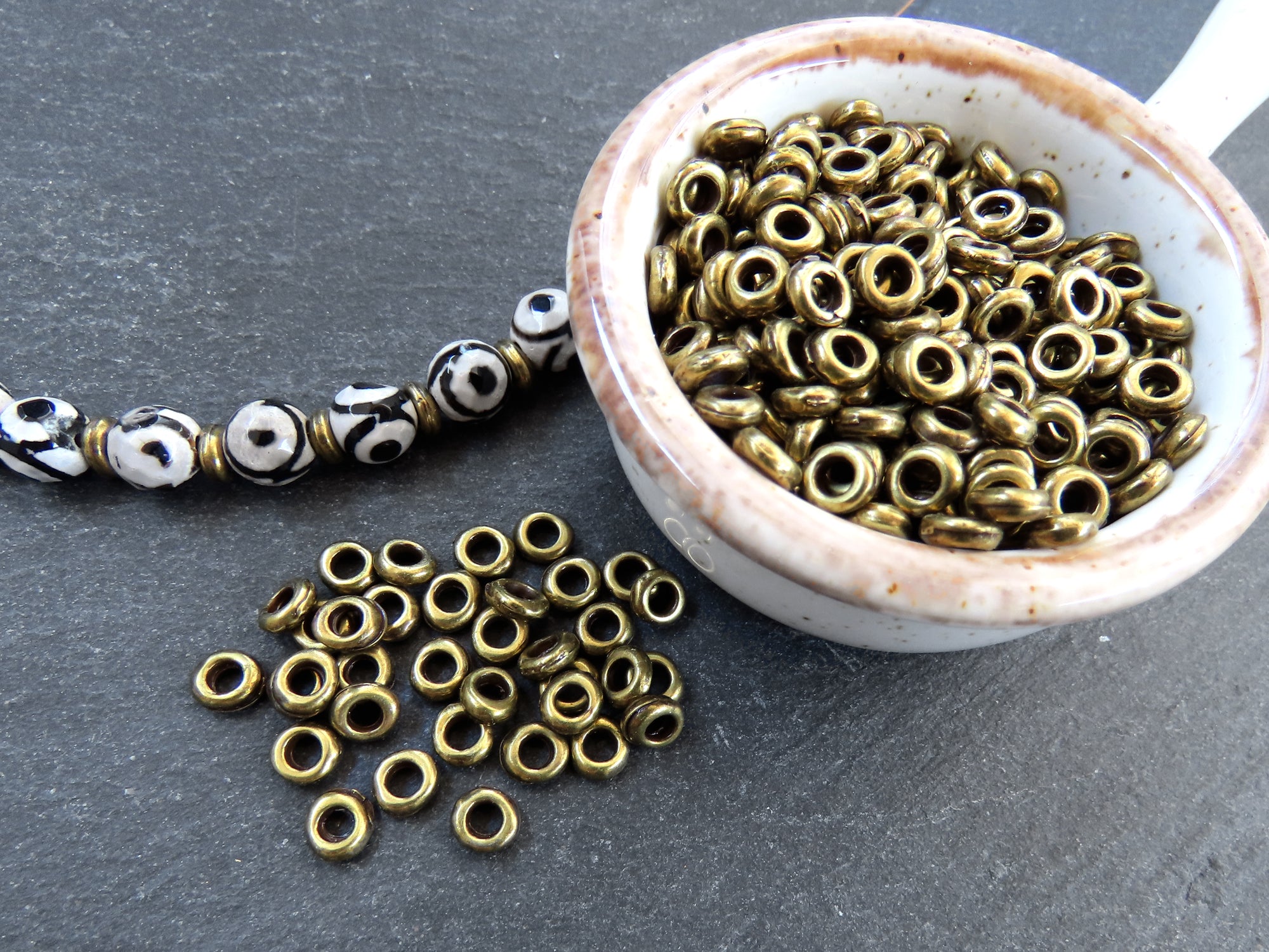 6mm Heishi Washer Bead Spacers, Mykonos Greek Beads, Round Metal Beads –  LylaSupplies