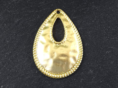 Large Drop Pendant, Teardrop Pendant, Hammered Pendant, Hollow Teardrop, Gold Teardrop Dangle, Focal Pendant, 22k Matte Gold plated, 1pc