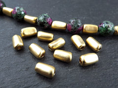 Gold Tube Bead Spacers 8mm, Organic Nugget Beads, Greek Mykonos, 22k Matte Gold Plated, 10pcs