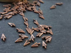 20 Mini Copper Triangle Spike Charms, Tribal Charm Pendants, Antique Copper Plated