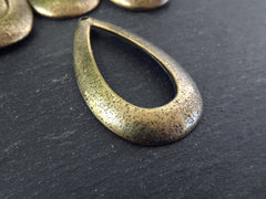 Large Drop Pendant, Hammered Teardrop Pendant, Hollow Teardrop, Bronze Teardrop Dangle, Necklace Pendant, Antique Bronze Plated, 1pc