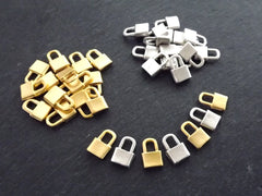 4 Gold Padlock Charm Pendants, Plain Lock Charms, 22k Matte Gold Plated, 15x10mm