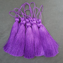Extra Large Thick Medium Purple Silk Thread Tassels - 4.4 inches - 113mm - 1 pc