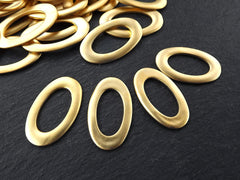 Flat Oval Link Components, Closed Loop, Gold Loop, Gold Oval Finding, 26x15mm, 22k Matte Gold, 5pc