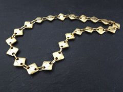 Gold Necklace Chain with Clasp, Textured Diamond Link, Blank chain, 22k Matte Gold Plated, 19"