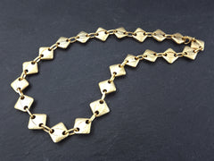 Gold Necklace Chain with Clasp, Textured Diamond Link, Blank chain, 22k Matte Gold Plated, 19"