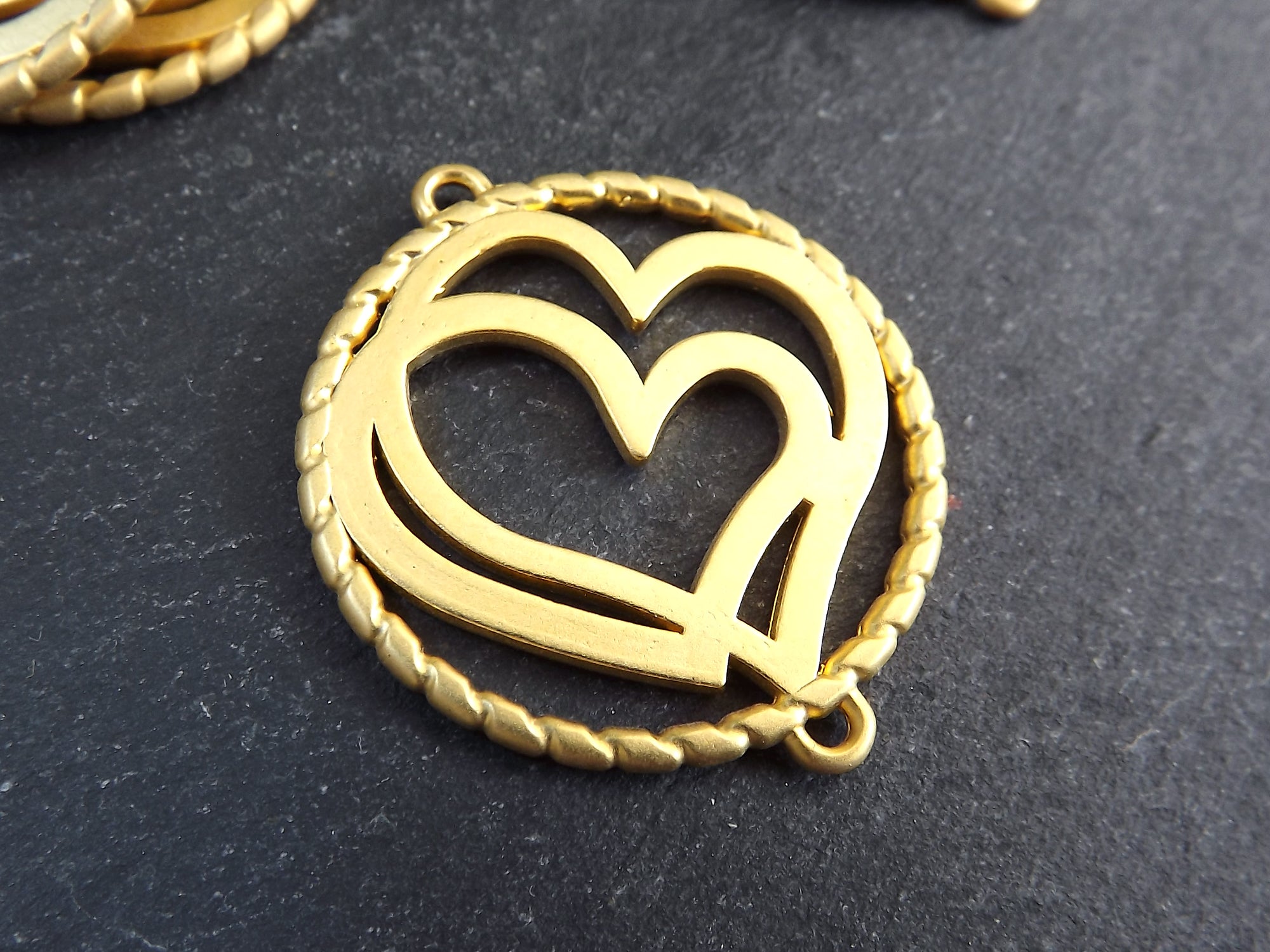 Gold Heart Pendant Connector, Cut Out Heart, Turkish Jewelry Findings, –  LylaSupplies