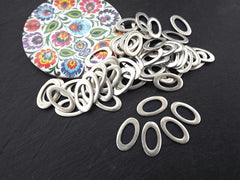 Flat Oval Link Components, Closed Loop, Silver Oval Loop Charm Link, 26x15mm, Matte Silver, 5pc