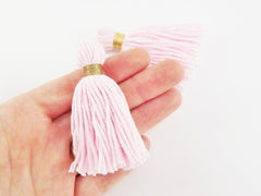Long Baby Pink Handmade Wool Thread Tassels - 3 inches - 75mm - 2 pc