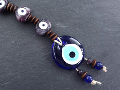 Marble Mauve Purple Turkish Evil Eye Wall Hanging Home Garden Decoration with Evileye Traditional Artisan Beads - No:53