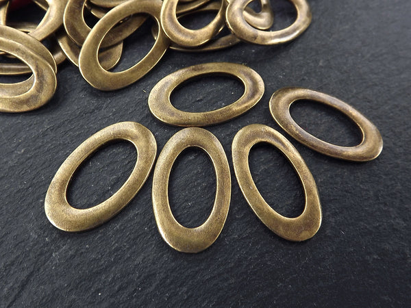 Flat Oval Link Components, Closed Loop, Bronze Oval Loop Charm 26x15mm, Antique Bronze 5pc