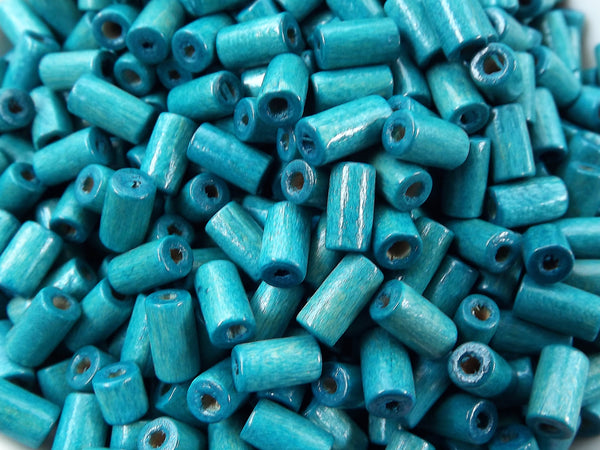 Teal Blue Wood Tube Beads Satin Varnished Plain Simple Round Smooth Ball Wooden Bead Spacers 8mm Choose 50pcs, 200pcs or 400pcs