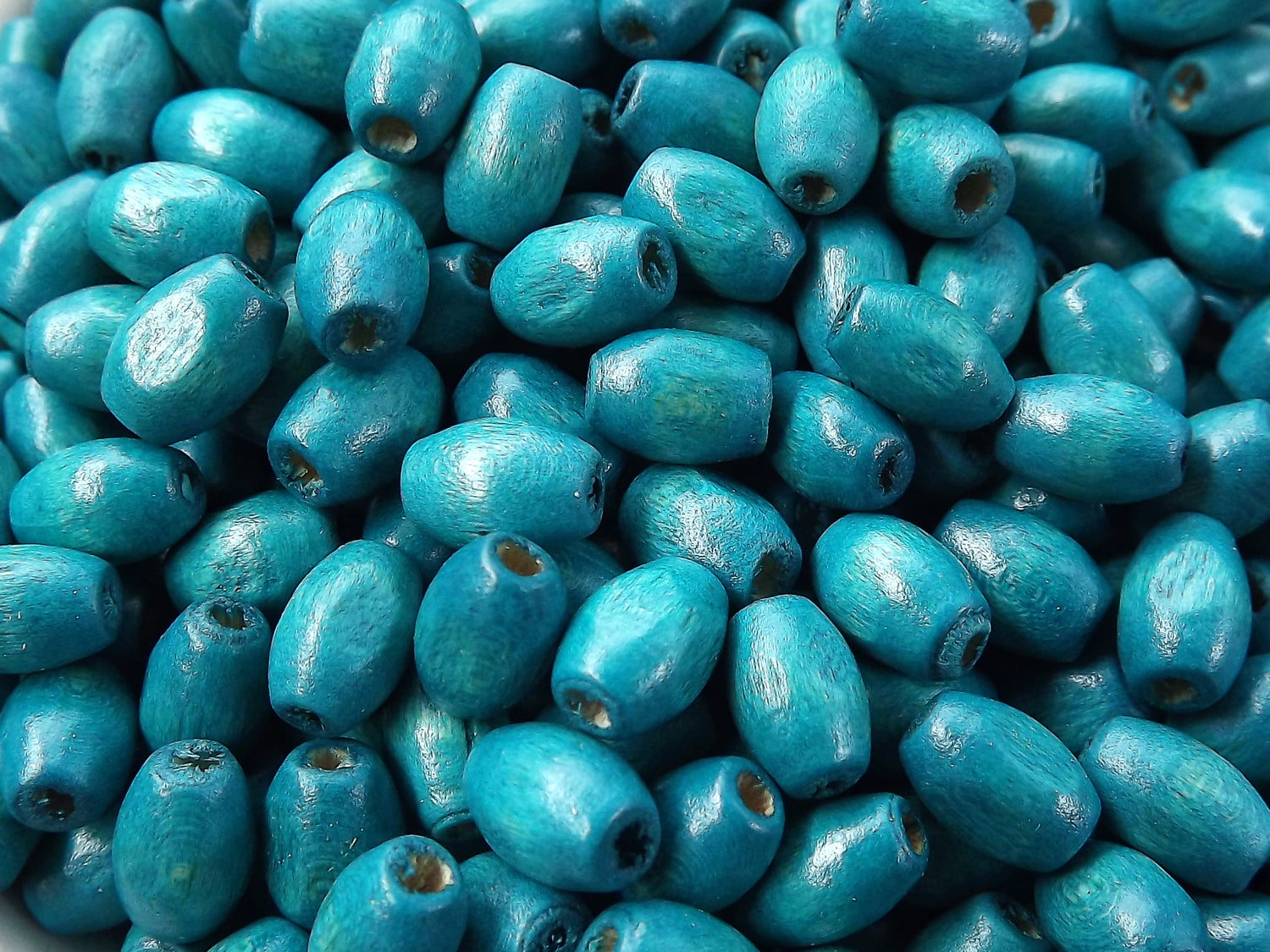 Teal Blue Wood Oval Rice Tube Beads Satin Varnished Plain Simple Round Smooth Ball Wooden Bead Spacers 8mm Choose 50pcs, 200pcs or 400pcs