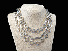 Silver Necklace Chain with Clasp, Diamond Link, Blank chain, Matte Antique Silver, 19"