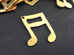 Music Note Pendant, Semi Beam Quaver, Musical Pendant, Large Metal Music Note, 22k Matte Gold Plated