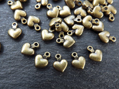 Tiny Heart Charms, Bronze Puff Heart Charm, Mini Heart Charms, Antique Bronze Plated, 30pcs