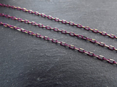 3 x 2mm Grape Purple Gold Diamond Cut Cable Chain, Oval Link Chain, 2 Meters
