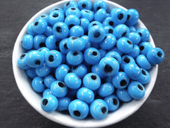 BULK - 50 Sky Blue Rustic Glass Bead - Traditional Turkish Artisan Handmade - 8mm - Turkish Glass Beads