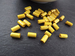 Sunny Yellow Wood Tube Beads Satin Varnished Plain Simple Round Smooth Ball Wooden Bead Spacers 8mm Choose 50pcs, 200pcs or 400pcs
