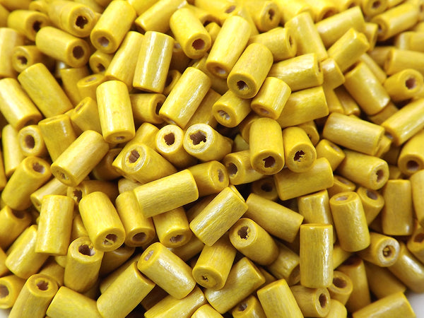 Sunny Yellow Wood Tube Beads Satin Varnished Plain Simple Round Smooth Ball Wooden Bead Spacers 8mm Choose 50pcs, 200pcs or 400pcs