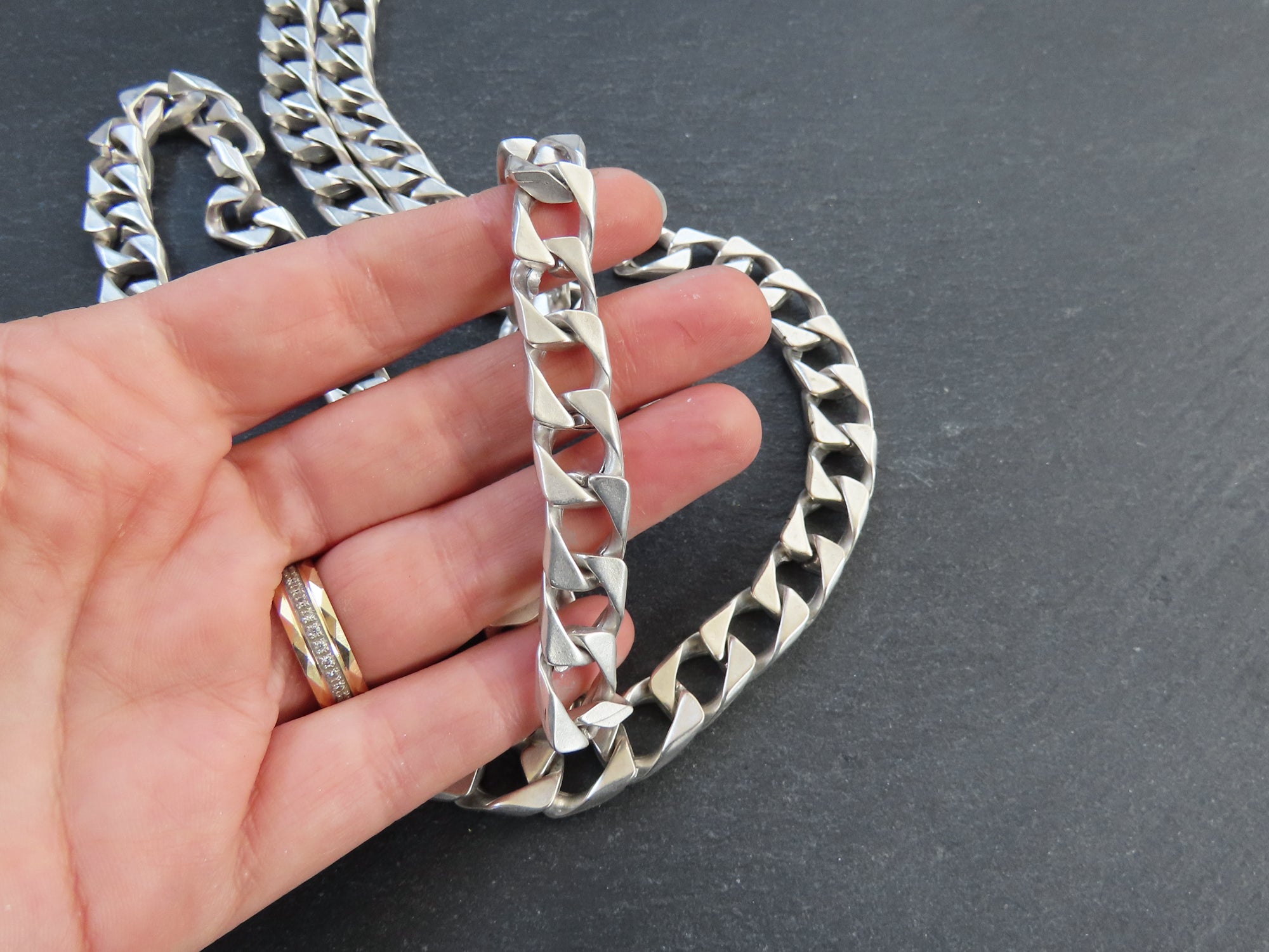 10mm Large Chunky Square Curb Link Statement Chain, Wide Chain