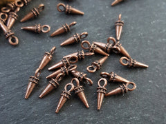 Mini Copper Spike Charms, Pendulum Drop Pendants, Antique Copper Plated, 20pcs