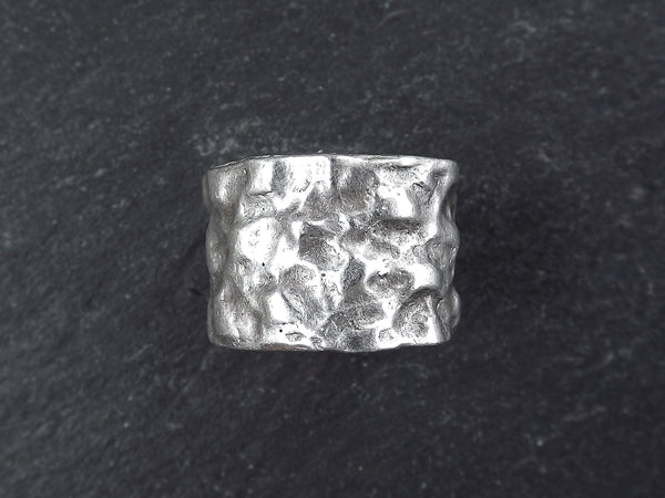 Hammered Band Silver Ethnic Tribal Boho Chunky Statement Ring - Authentic Turkish Style