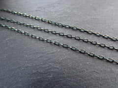 3 x 2mm Deep Emerald Green Gold Diamond Cut Cable Chain, Oval Link Chain, 2 Meters