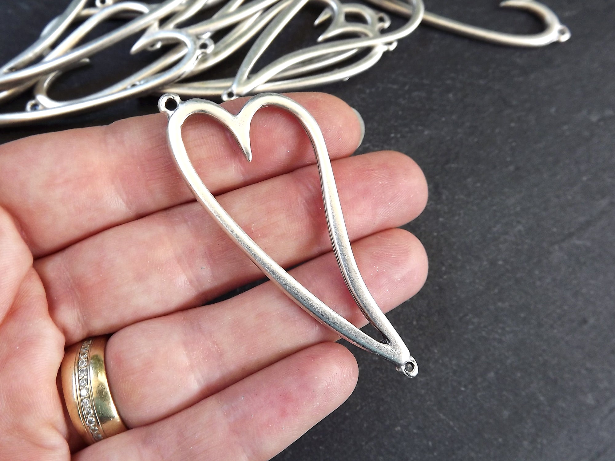 Silver Heart Pendant Connector, Cut Out Heart, Turkish Jewelry Finding –  LylaSupplies