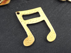 Music Note Pendant, Semi Beam Quaver, Musical Pendant, Large Metal Music Note, 22k Matte Gold Plated