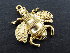 Large Gold Bee Pendant, Bumblebee Pendant, Bee Charm, 22k Matte Gold Plated