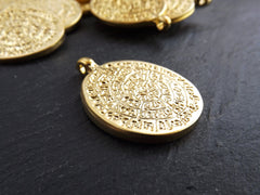 Greek Phaistos Disc Pendant, Phaistos Pendant, Greek Jewelry, Gold Phaistos Disc, Greek Mythology, Wearable Art, 22k Matte Gold Plated