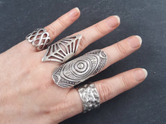 Gladiator Inspired Silver Ethnic Tribal Boho Statement Ring - Authentic Turkish Style