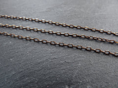 3 x 2mm Walnut Brown Gold Diamond Cut Cable Chain, Oval Link Chain, 2 Meters