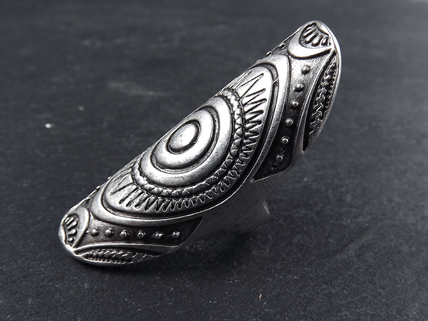 Silver Oval Tribal Ethnic - Statement Ring Cuff Authentic Boho Finger – LylaSupplies