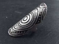 Silver Oval Tribal Ethnic Boho Finger Cuff Statement Ring - Authentic Turkish Style