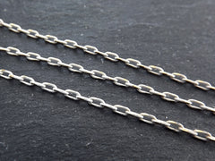 3 x 2mm White Gold Diamond Cut Cable Chain, Oval Link Chain, 2 Meters