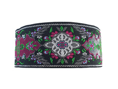 Purple Gray Floral Ethnic Woven Jacquard Trim, Embroidered Flower Ribbon, 40mm, Sewing Supplies