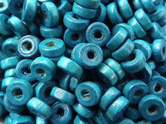 Teal Blue Wood Beads, Blue Wooden Beads, Heishi Beads, Round Wood Spacers, Teal Blue Beads, Teal Bead, 8mm Choose 50pcs, 200pcs or 400pcs