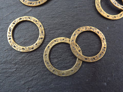 Bronze Ring Circle Link, Round Link Component, Organic Loop Pendant, Round Ring Pendant, Closed Loop, Antique Bronze Plated, 3PC